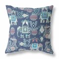 Palacedesigns 20 in. Tribal Indoor & Outdoor Zip Throw Pillow Blue & Gray PA3650703